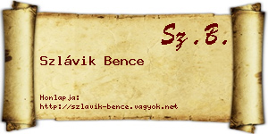 Szlávik Bence névjegykártya